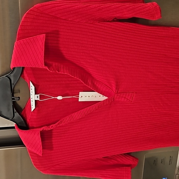 💕TRINA TURK💕 Ribbed Knit Nishi 2 Top ~ Fuchsia Medium M NWT - Picture 4 of 10